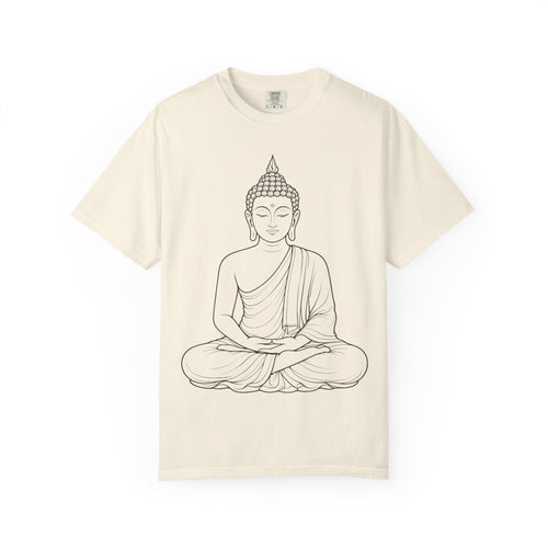 Buddha Line Art T-Shirt — Minimal Zen Graphic Tee